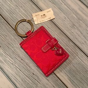 NWT! Coach Signature magenta photo frame bag charm